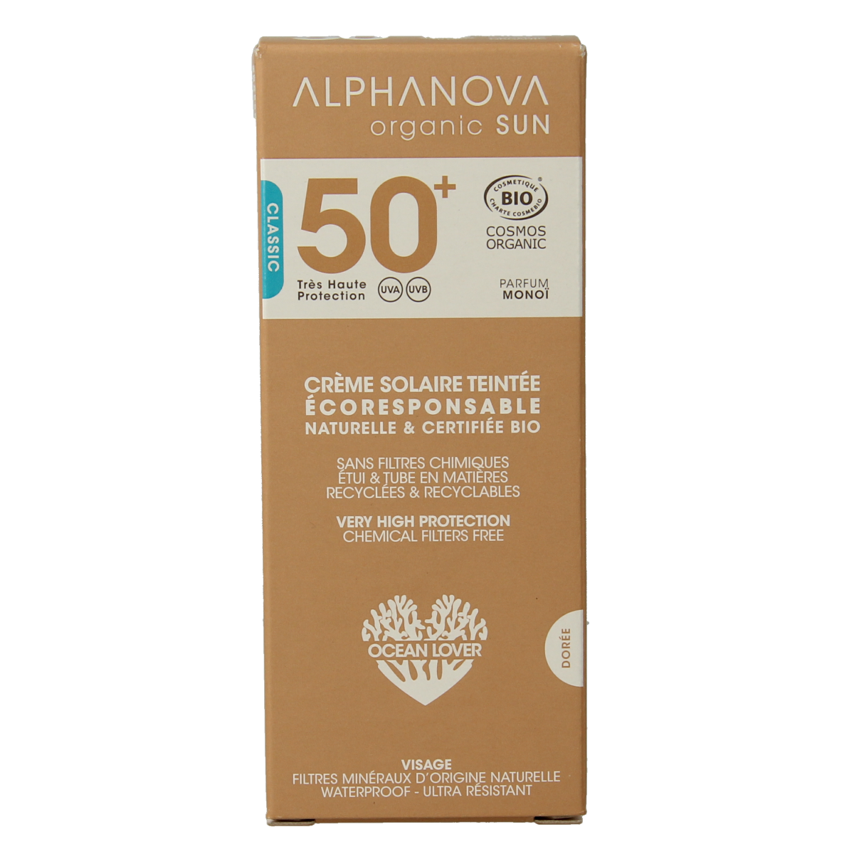 Alphanova Sun Sun bio tinted sunscreen cream golden SPF50+ 50.00 Gram