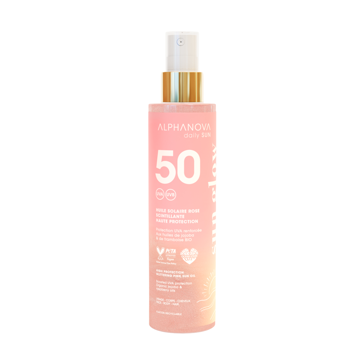 Alphanova Sun Glitter pink sun oil bio SPF50 125.00 Milliliter