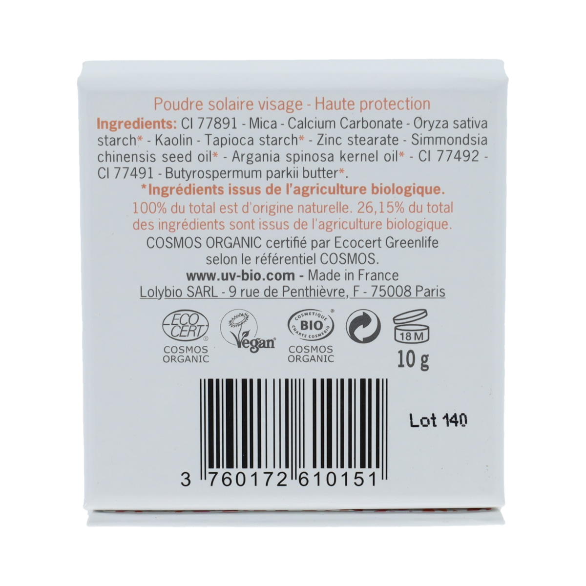 UVBIO Sun powder nude bio SPF30 10.00 Gram
