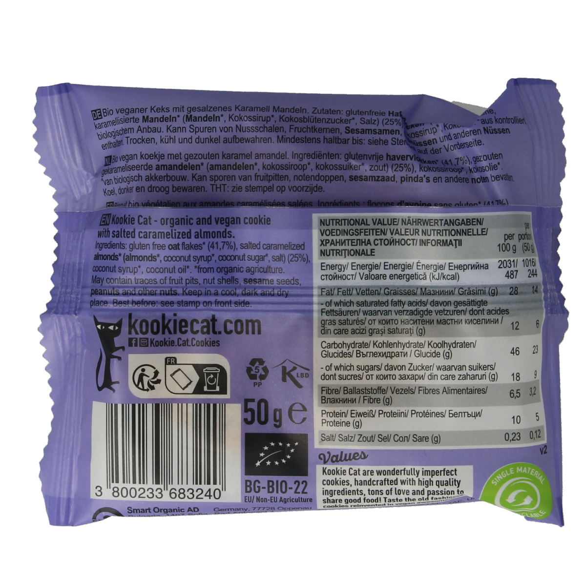 Kookie Cat Salted caramel & almonds bio 50.00 Gram