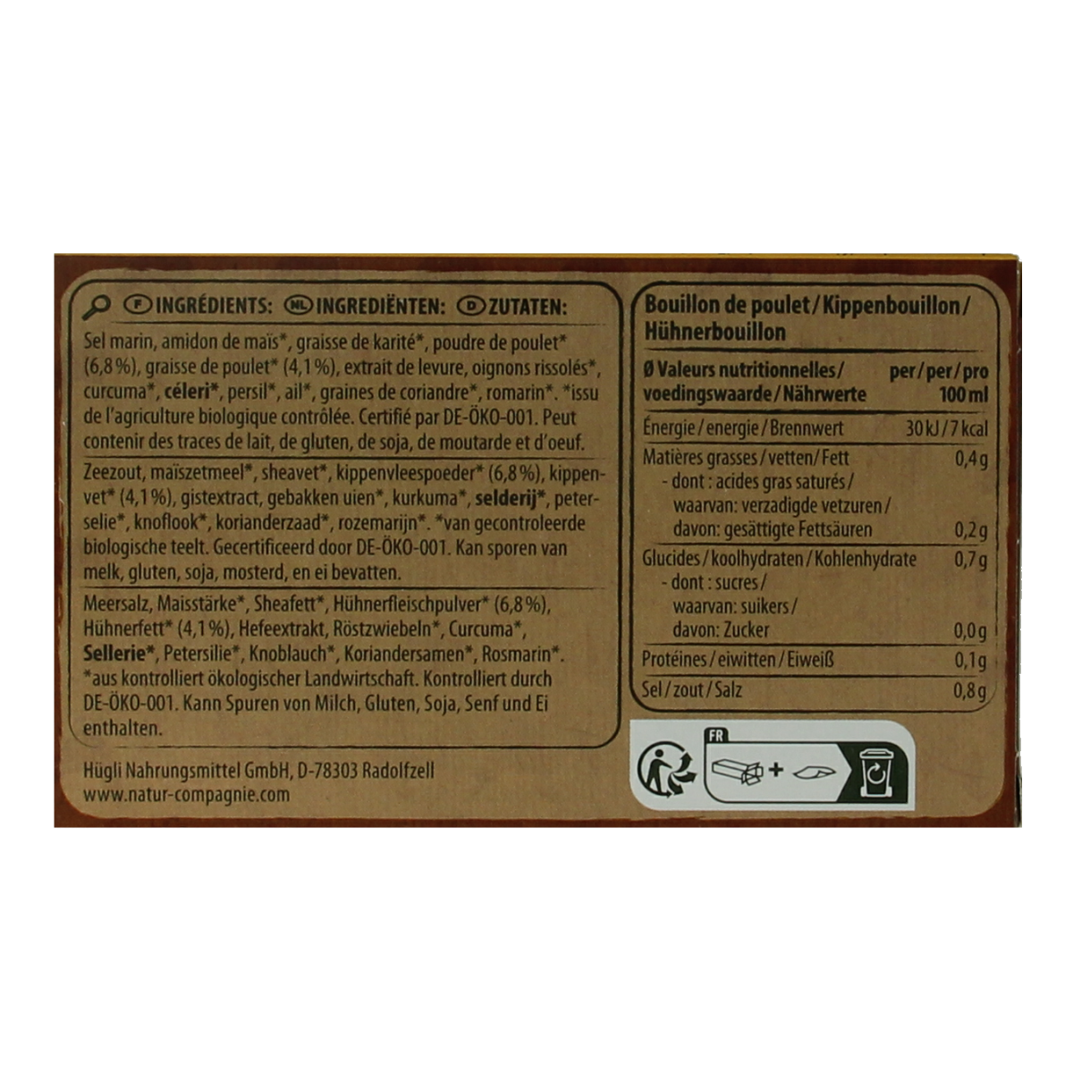 Natur Compagnie Kippenbouillon 8 blokjes bio 88.00 Gram