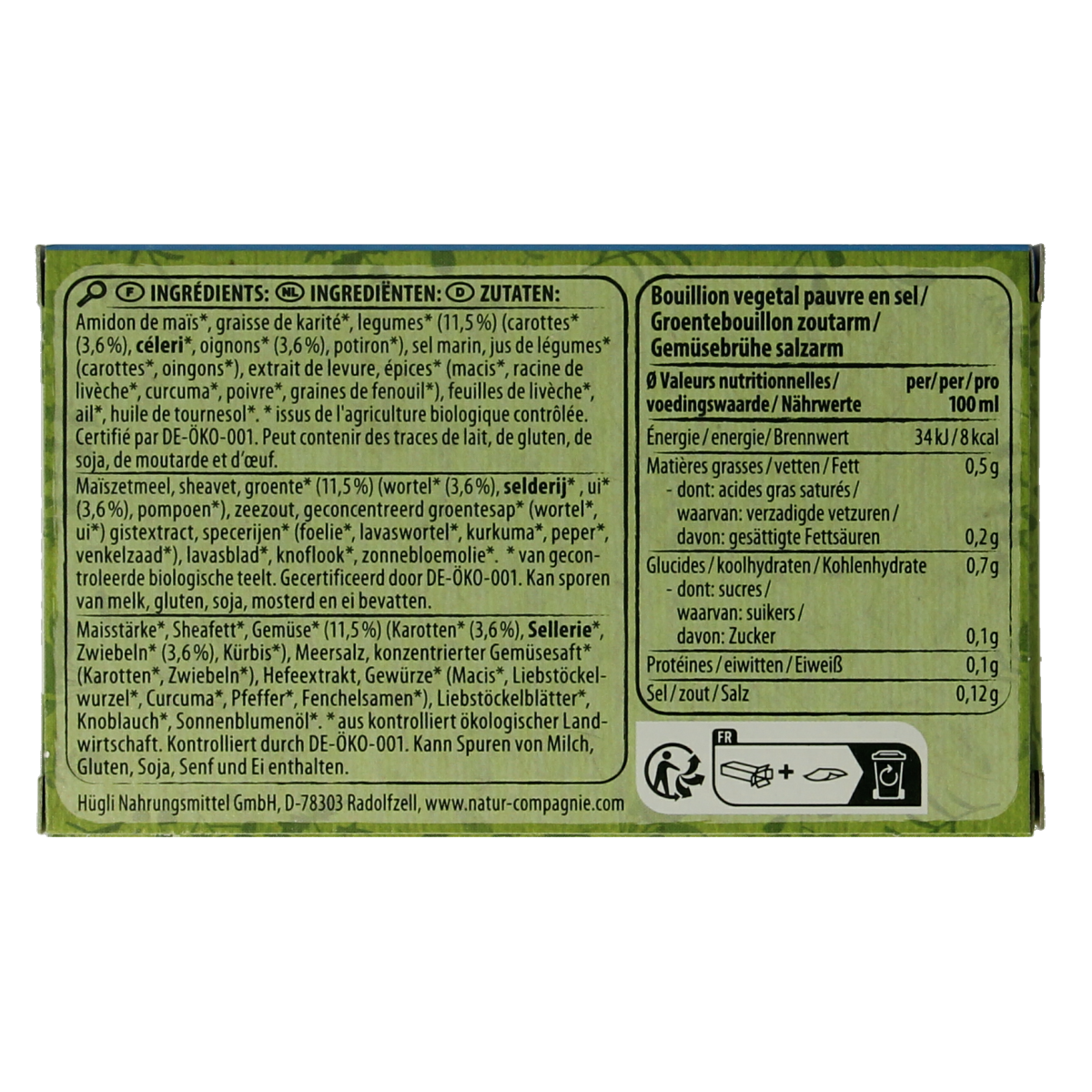 Natur Compagnie Groentebouillon zonder zout bio 68.00 Gram