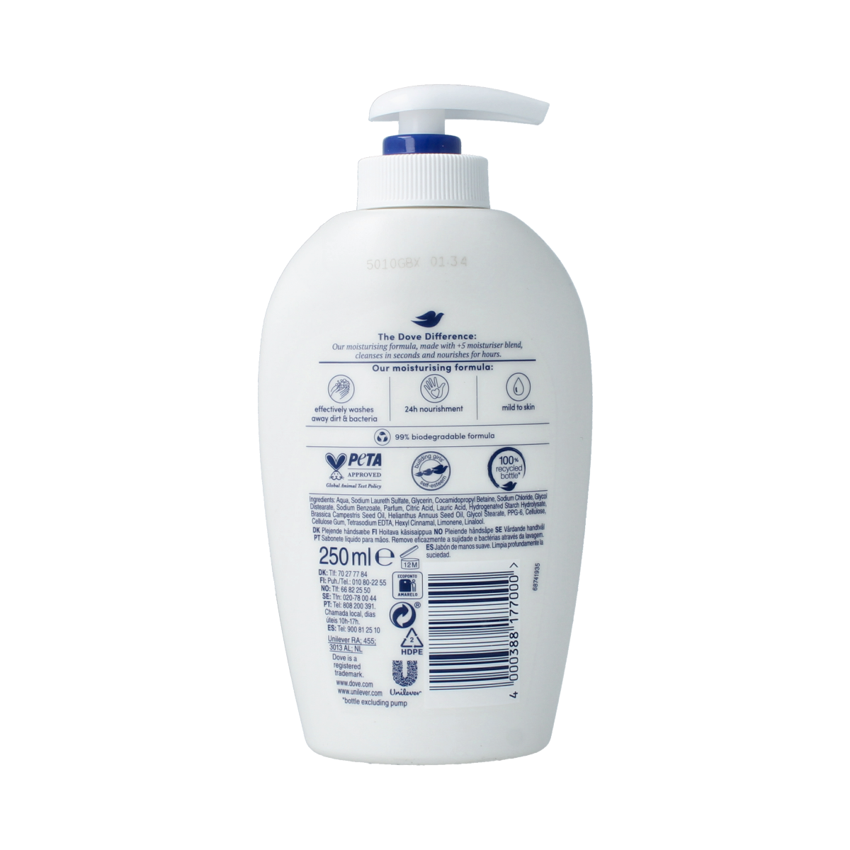 Dove Pompzeep verzorgende handzeep 250.00 Milliliter