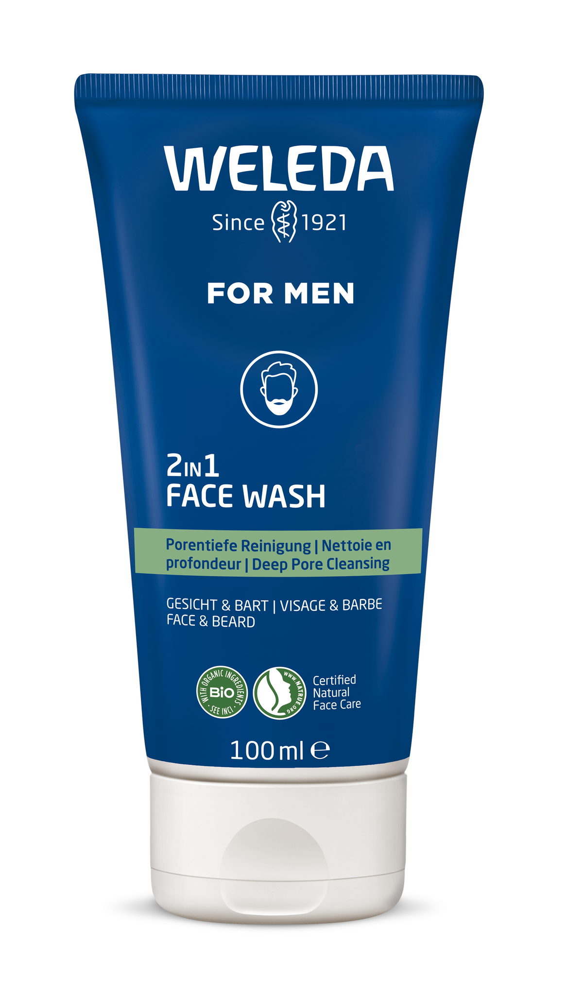 Weleda Men 2 in1 reinigingsgel gezicht en baard 100.00 Milliliter