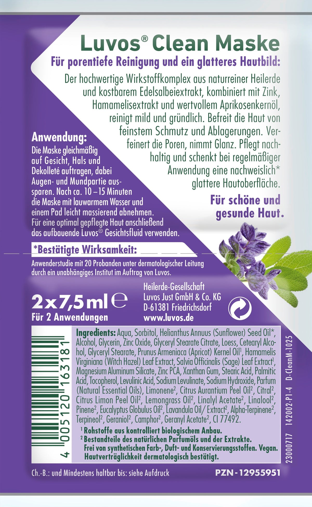 Luvos Crememasker clean 7.5ml 2.00 Stuks