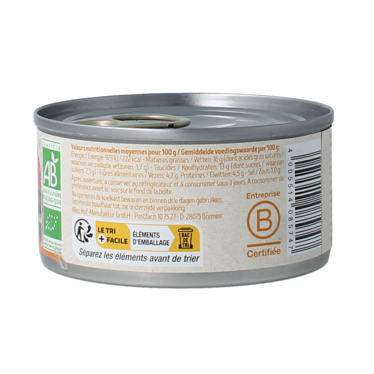 Tartex Pate zongerijpte groente bio 125.00 Gram