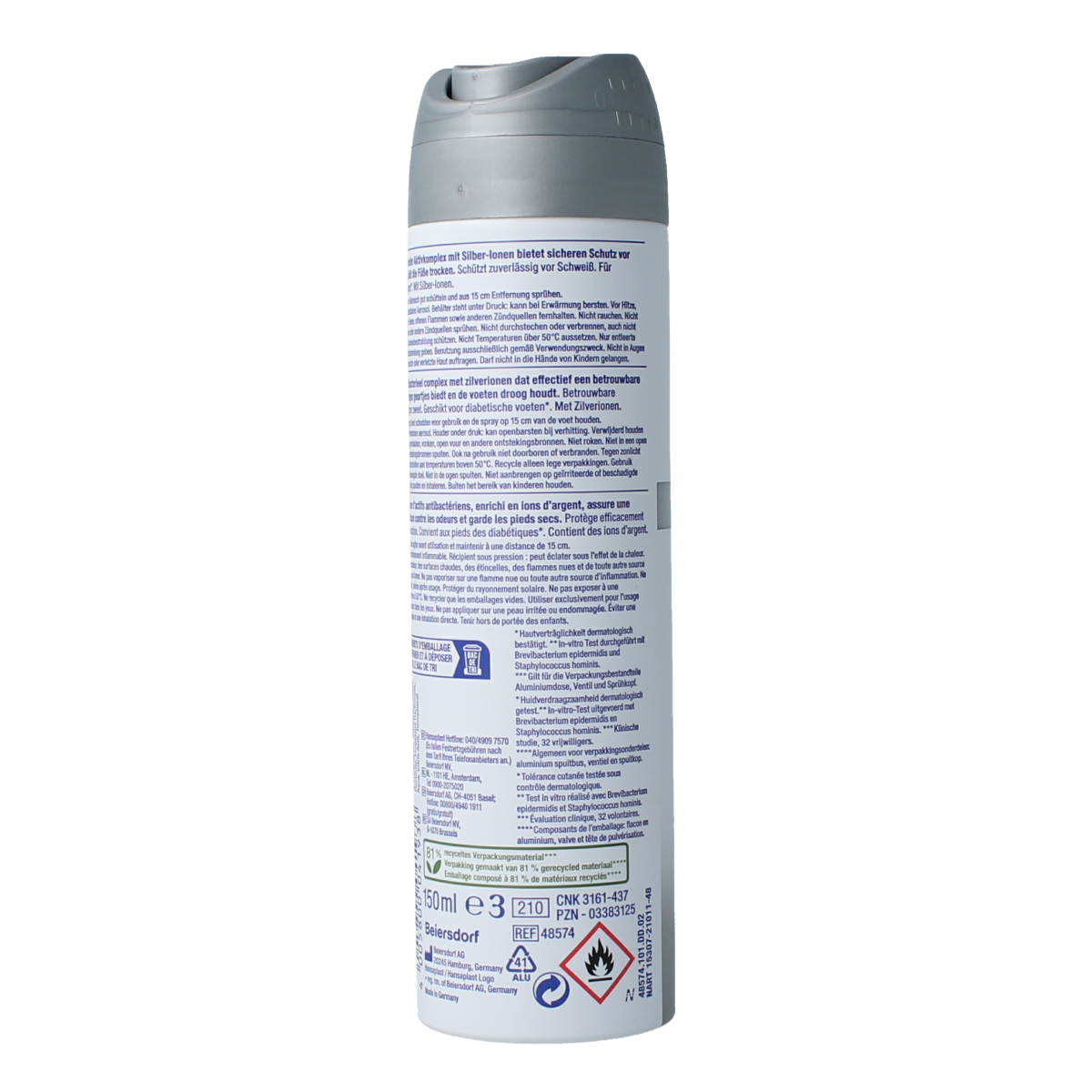 Hansaplast Silver active voet deodorant 150.00 Milliliter