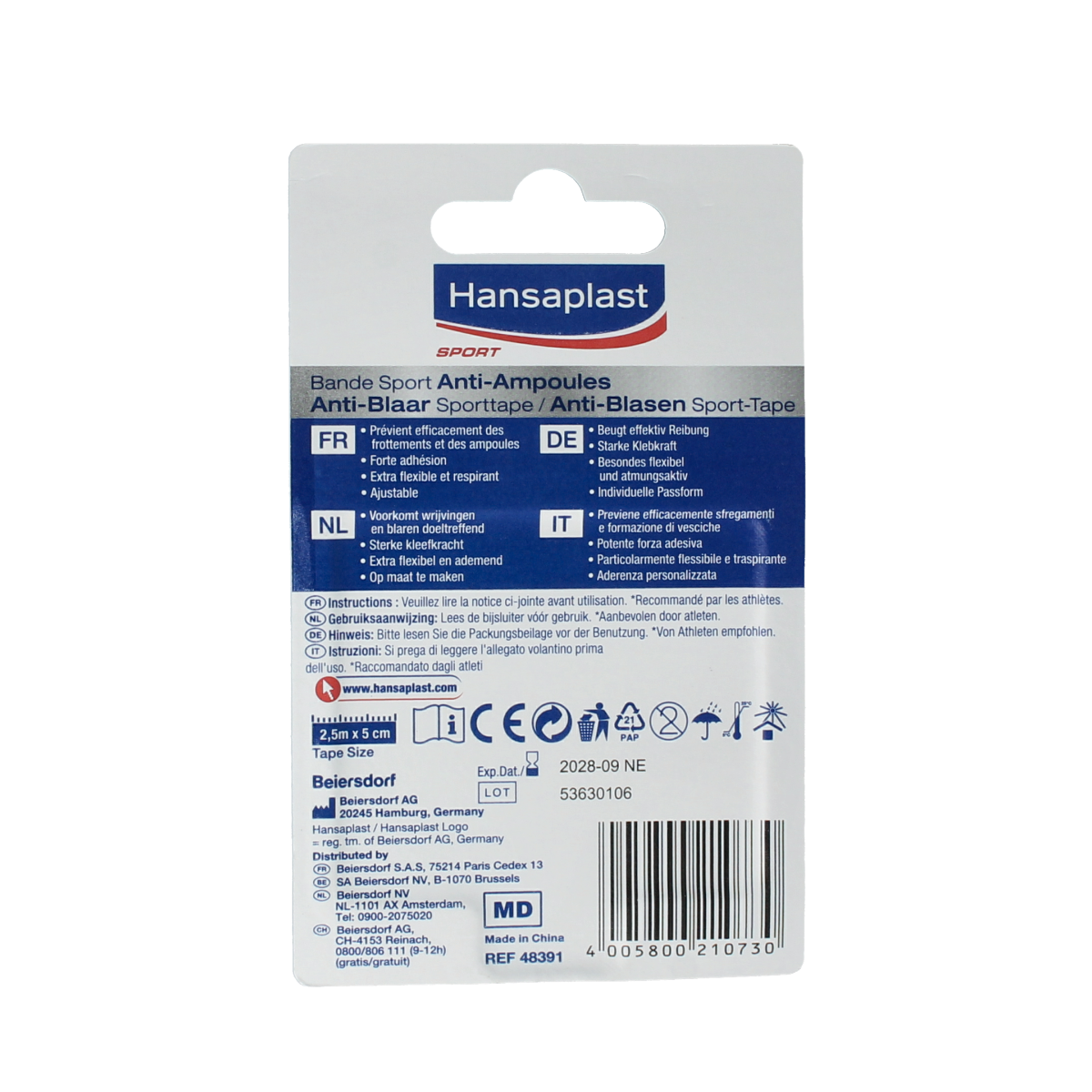 Hansaplast Sport tape anti blaar 1.00 Stuks