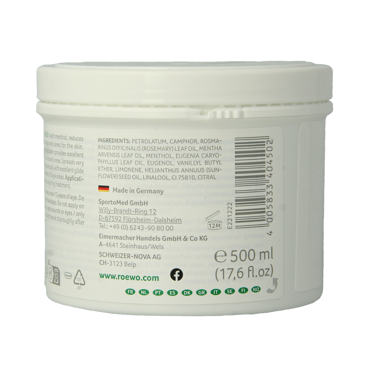 Rowo Zalf 1 cooling zalf pot 500.00 Milliliter