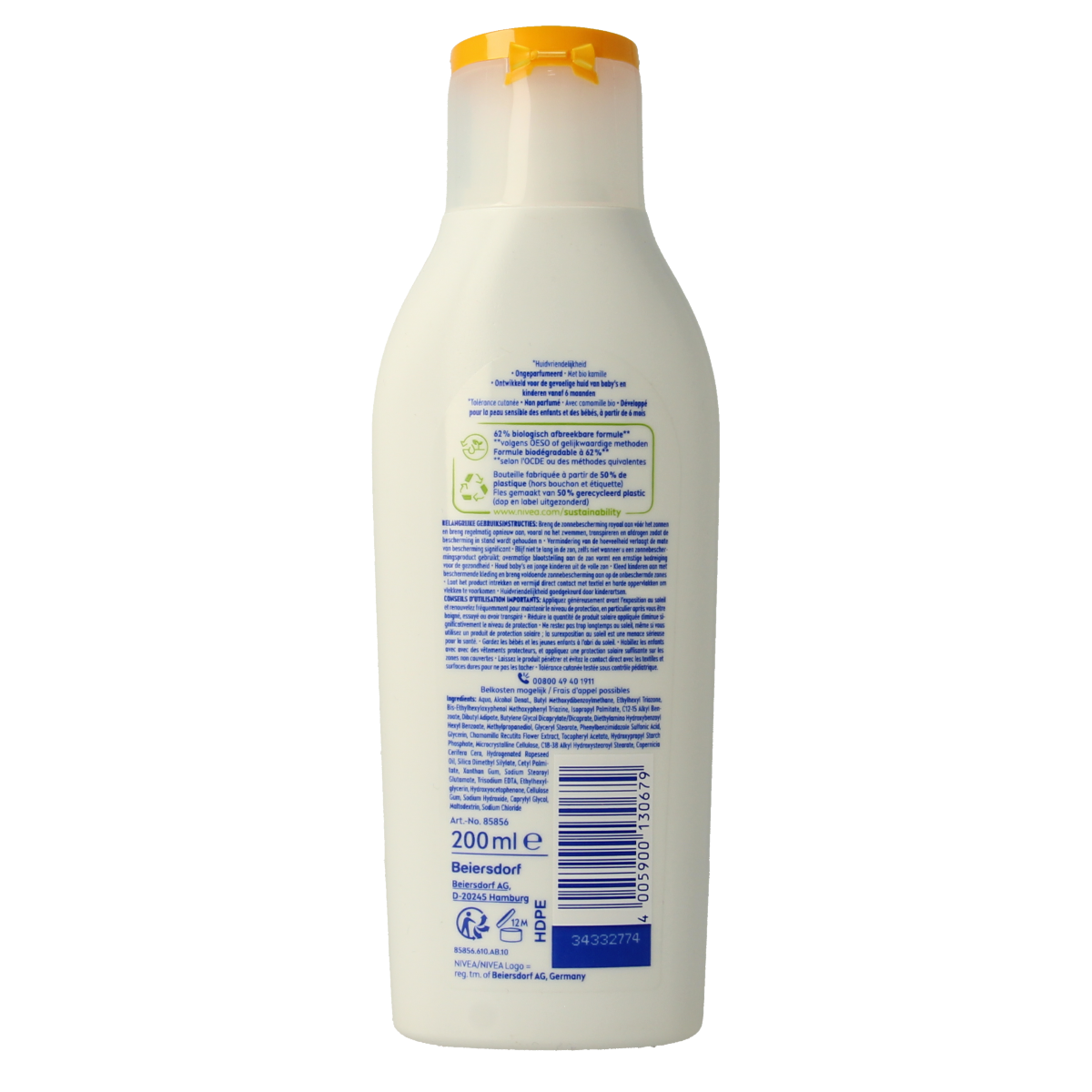 Nivea Sun protect & sensitive child sunmilk SPF50+ 200.00 Milliliter
