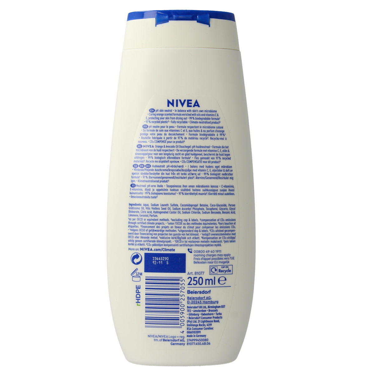 Nivea Care shower orange & avocado oil 250.00 Milliliter
