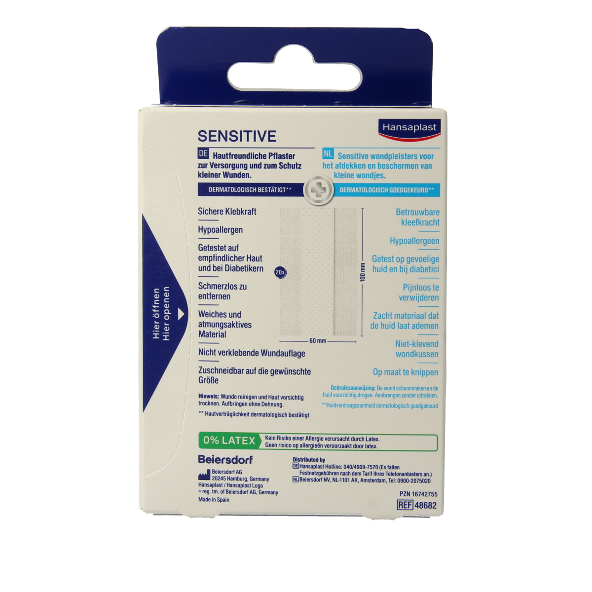 Hansaplast Sensitive 2m x 6cm 1.00 Stuks