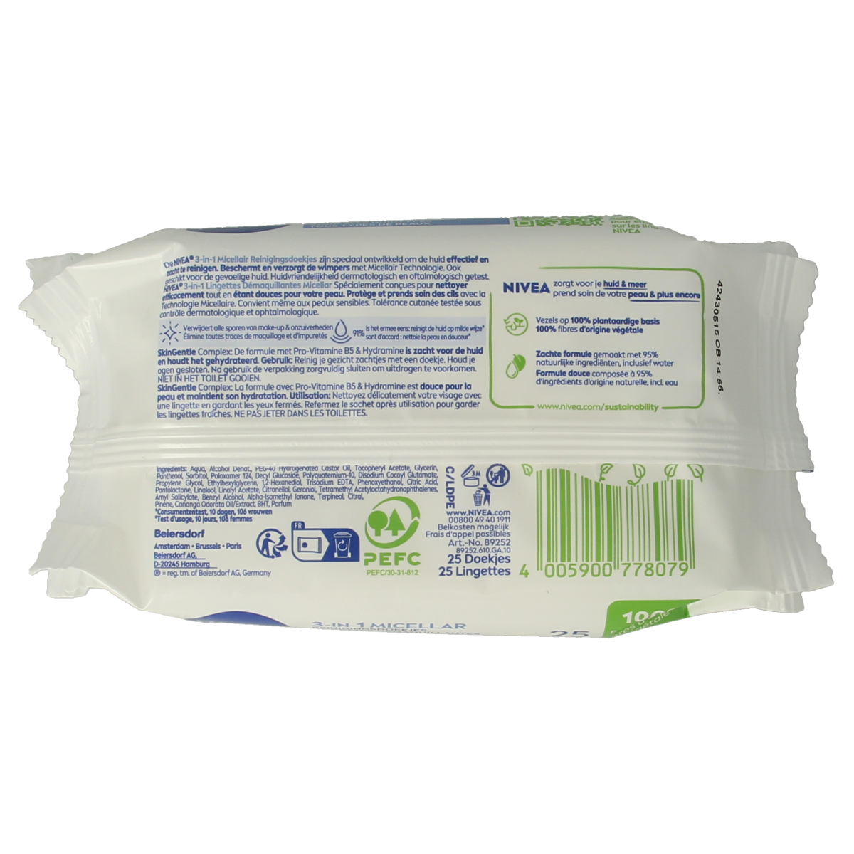 Nivea 3-in-1 verzorgende micellair reindoek 25.00 Stuks