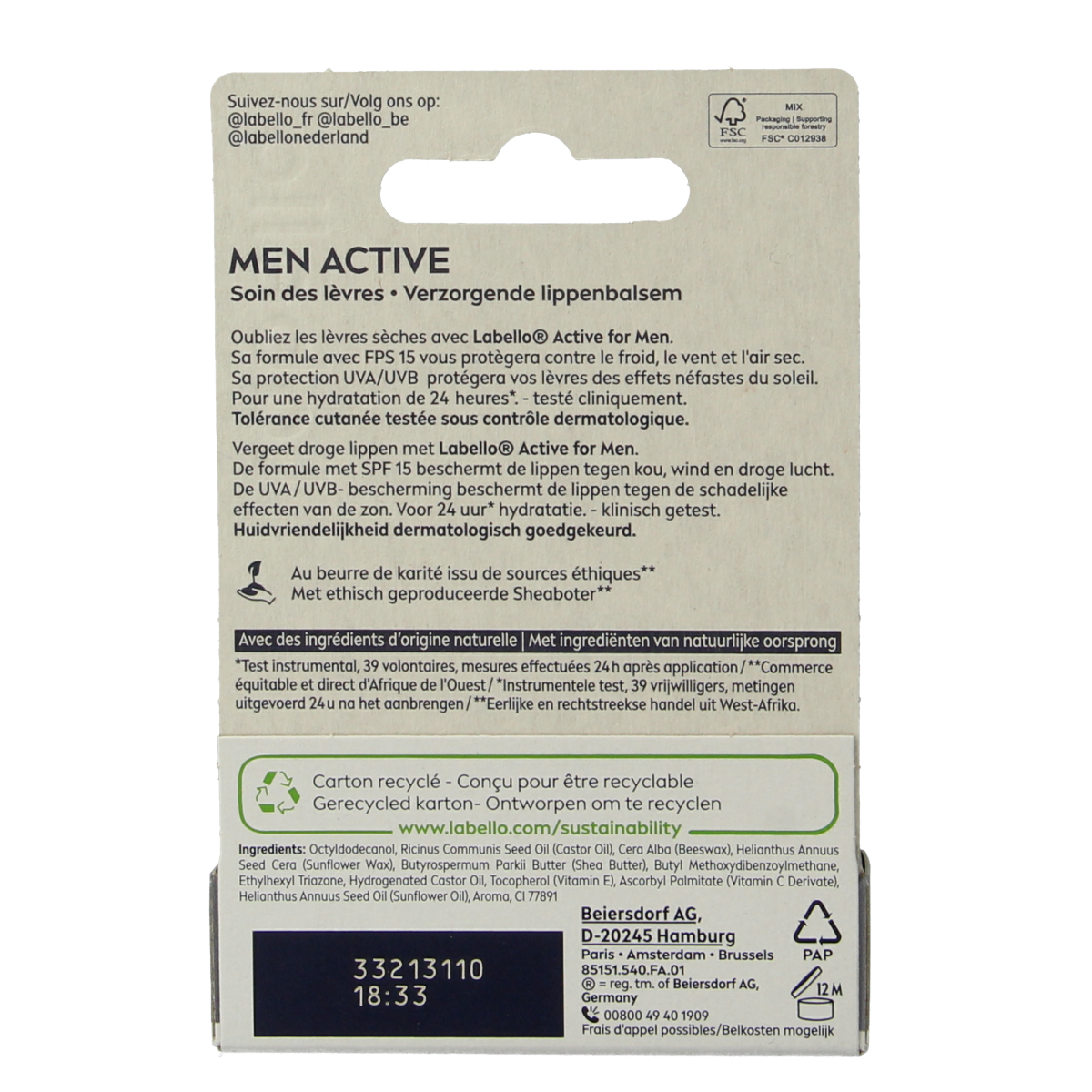 Labello Men active blister SPF15 4.80 Gram