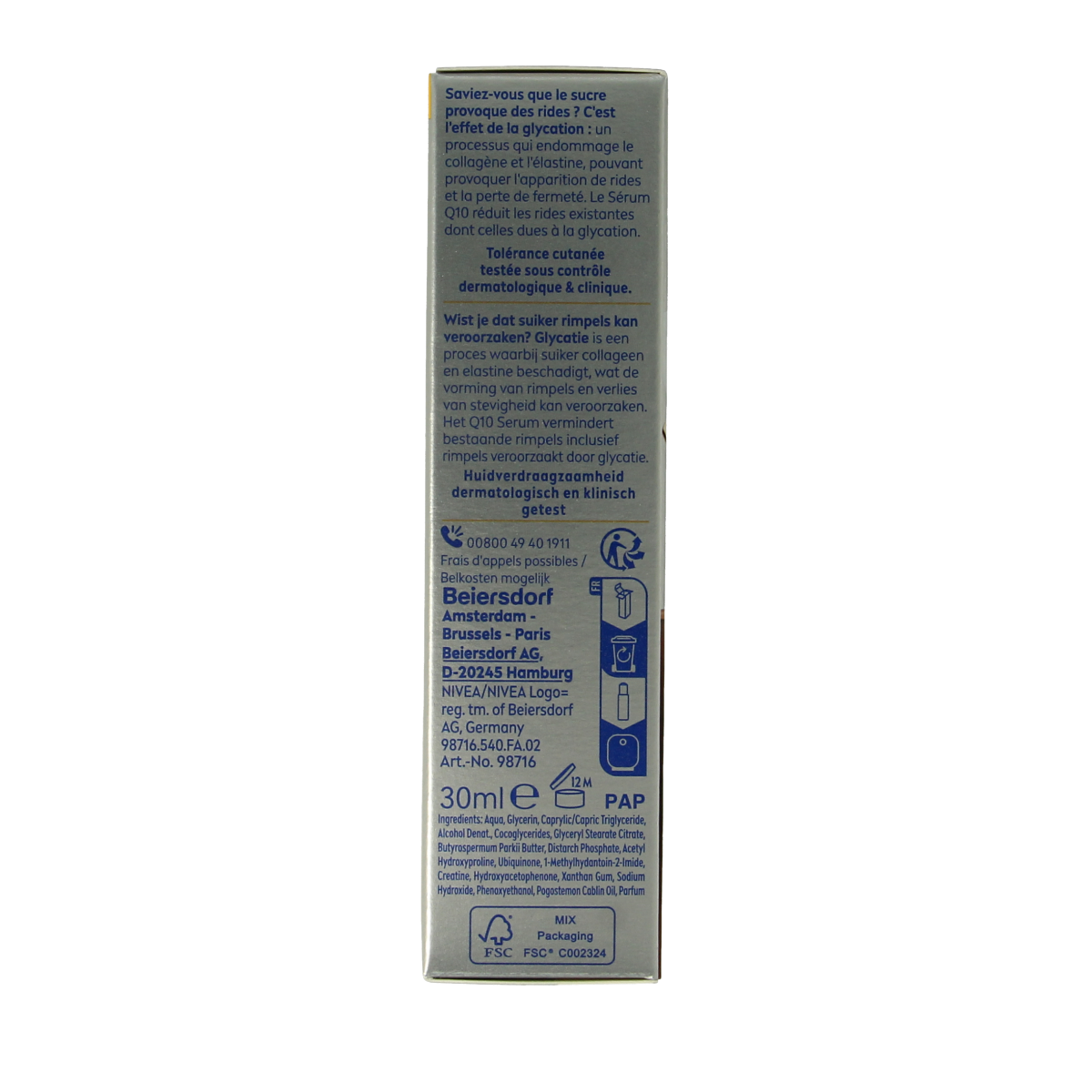 Nivea Q10 serum dual action anti rimpel 30.00 Milliliter