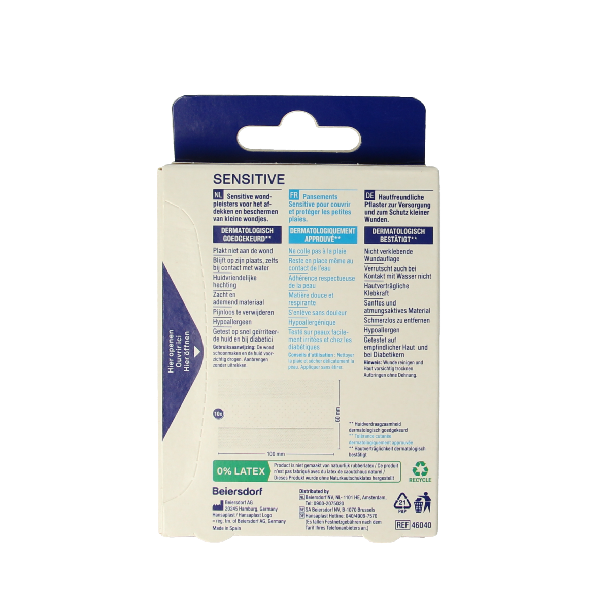 Hansaplast Sensitive 1m x 6cm 1.00 Stuks