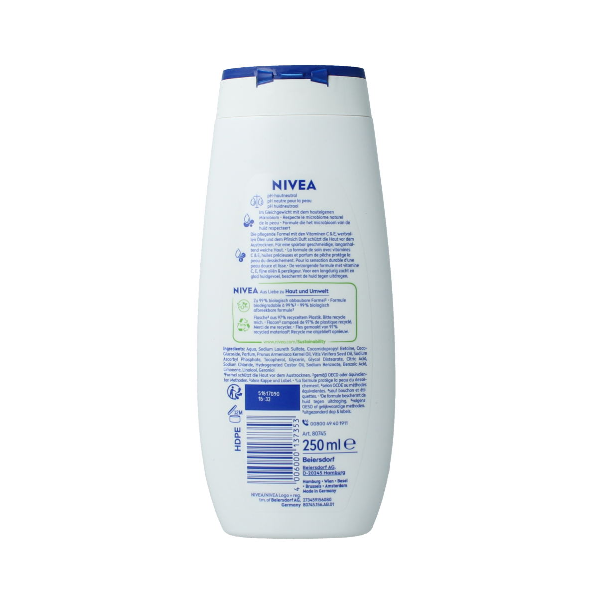 Nivea Douchecreme apricot seed oil 250.00 Milliliter