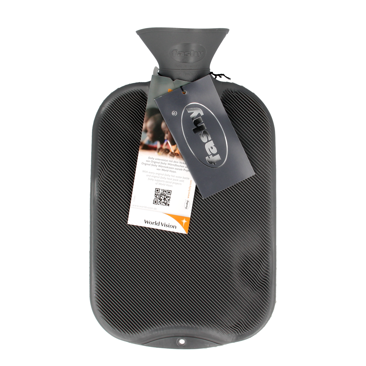 Fashy Kruik warmwater zak antraciet enkele ribbel 2.00 Liter