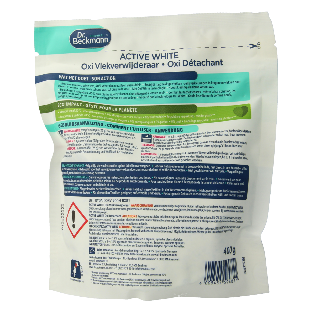 Dr.Beckmann Active white oxi vlekverwijderaar 400.00 Gram