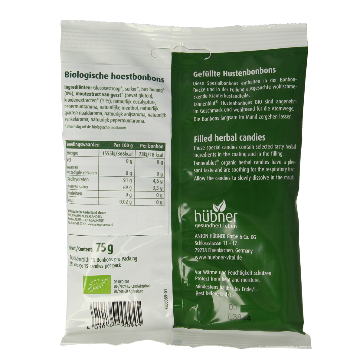 Hubner Tannenblut hoestbonbons bio 75.00 Gram