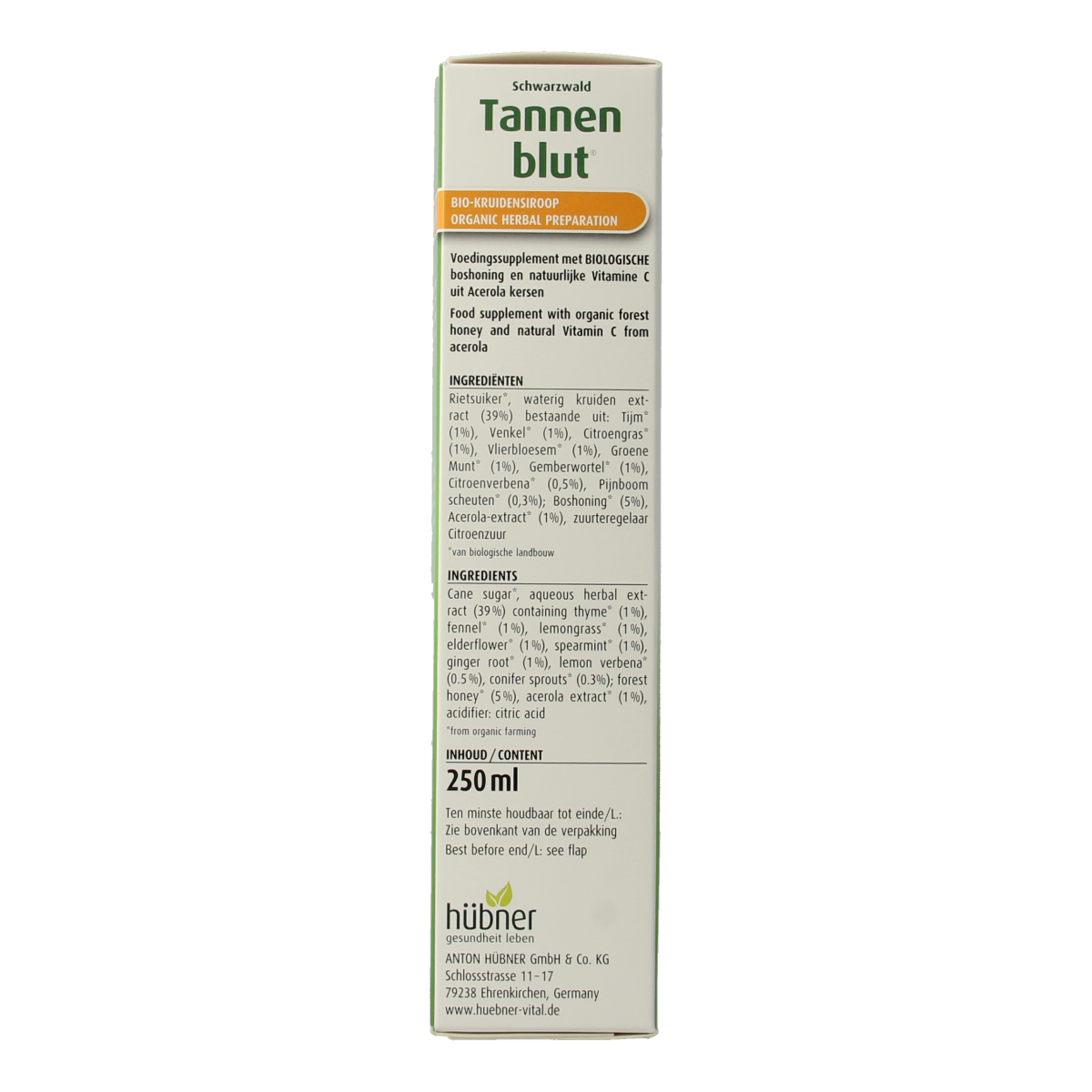 Hubner Tannenblut kruidensiroop bio 250.00 Milliliter