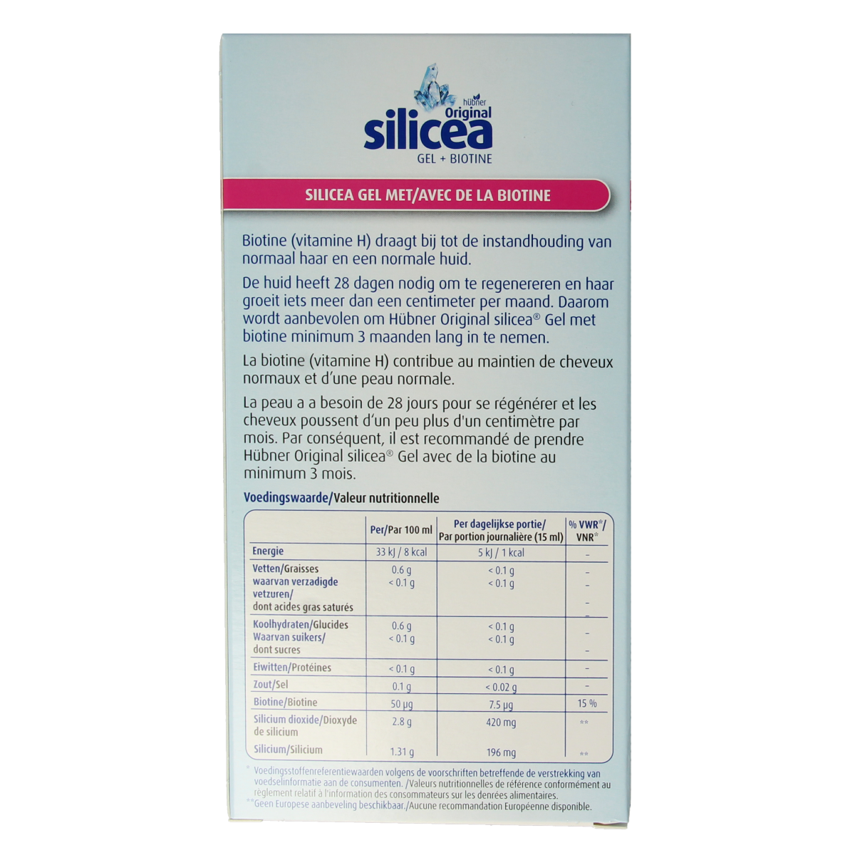 Hubner Silicea silicium gel + biotine 500.00 Milliliter