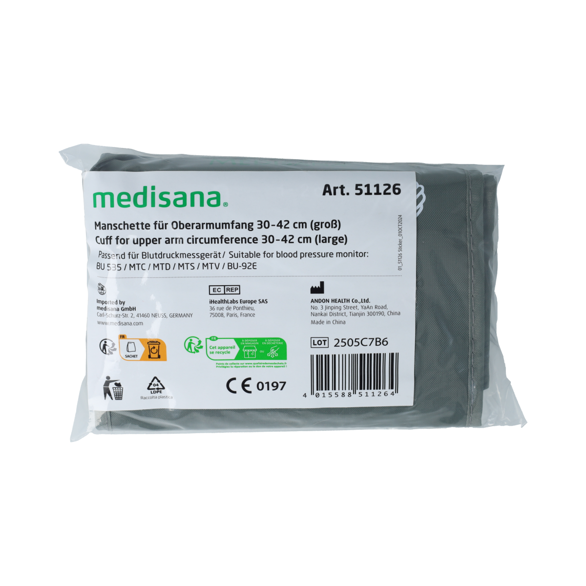 Medisana Manchet groot MTV/MTC (30-42cm) 1.00 Stuks