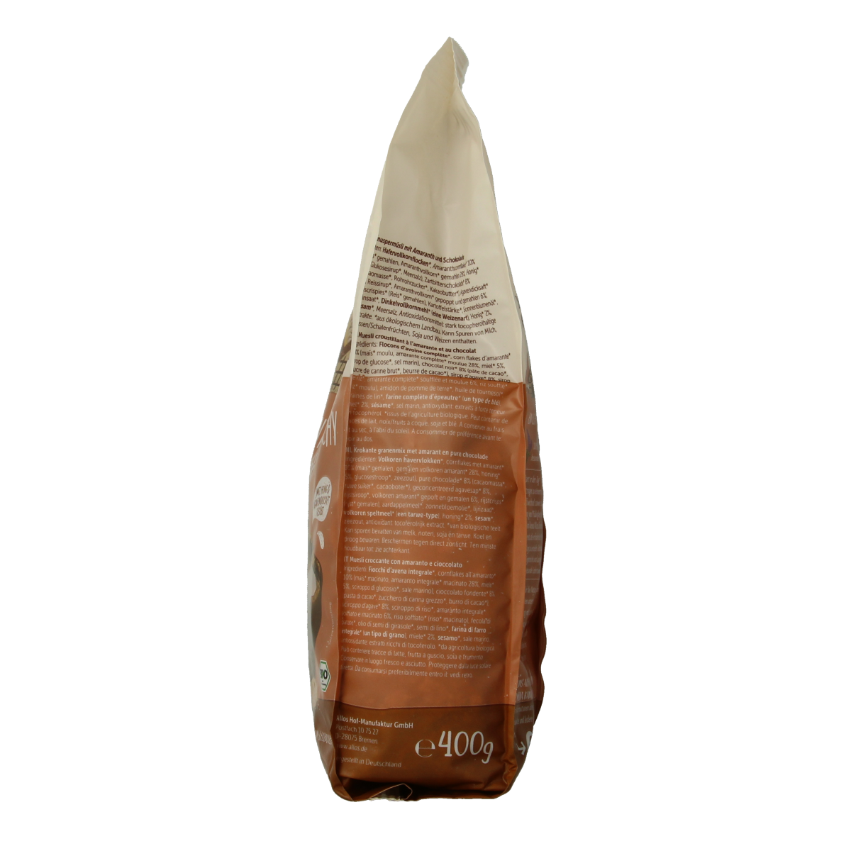 Allos Crunchy amarant chocolade bio 400.00 Gram