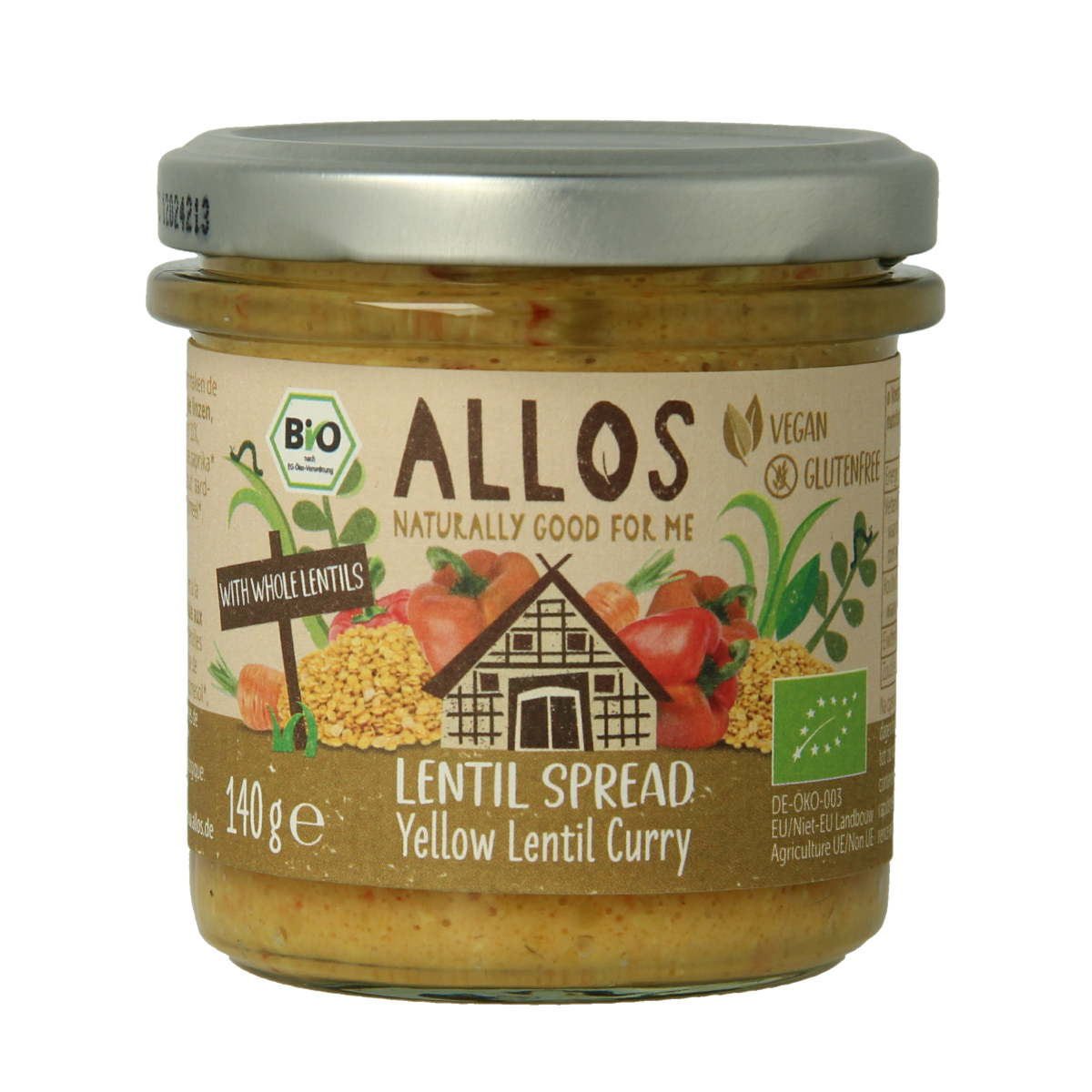 Allos Linzenspread gele curry bio 140.00 Gram