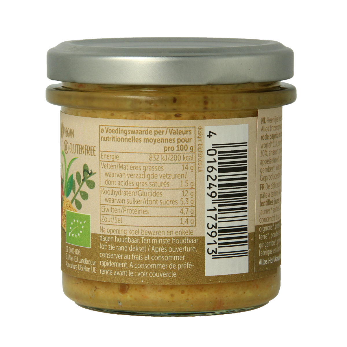 Allos Linzenspread gele curry bio 140.00 Gram