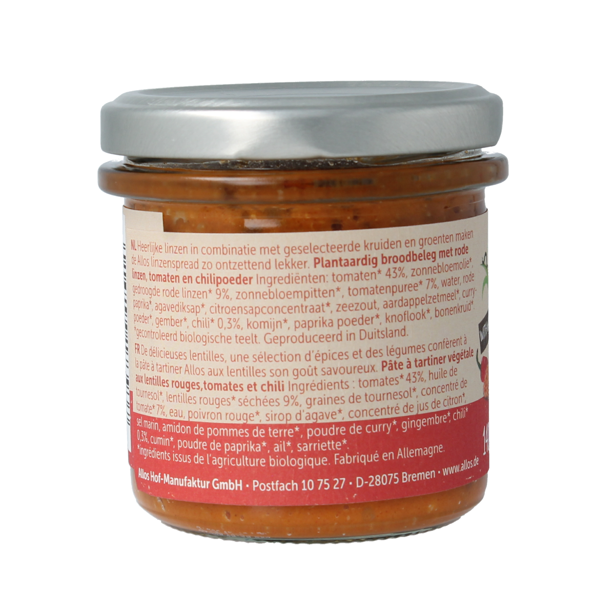 Allos Linzenspread rode chili bio 140.00 Gram