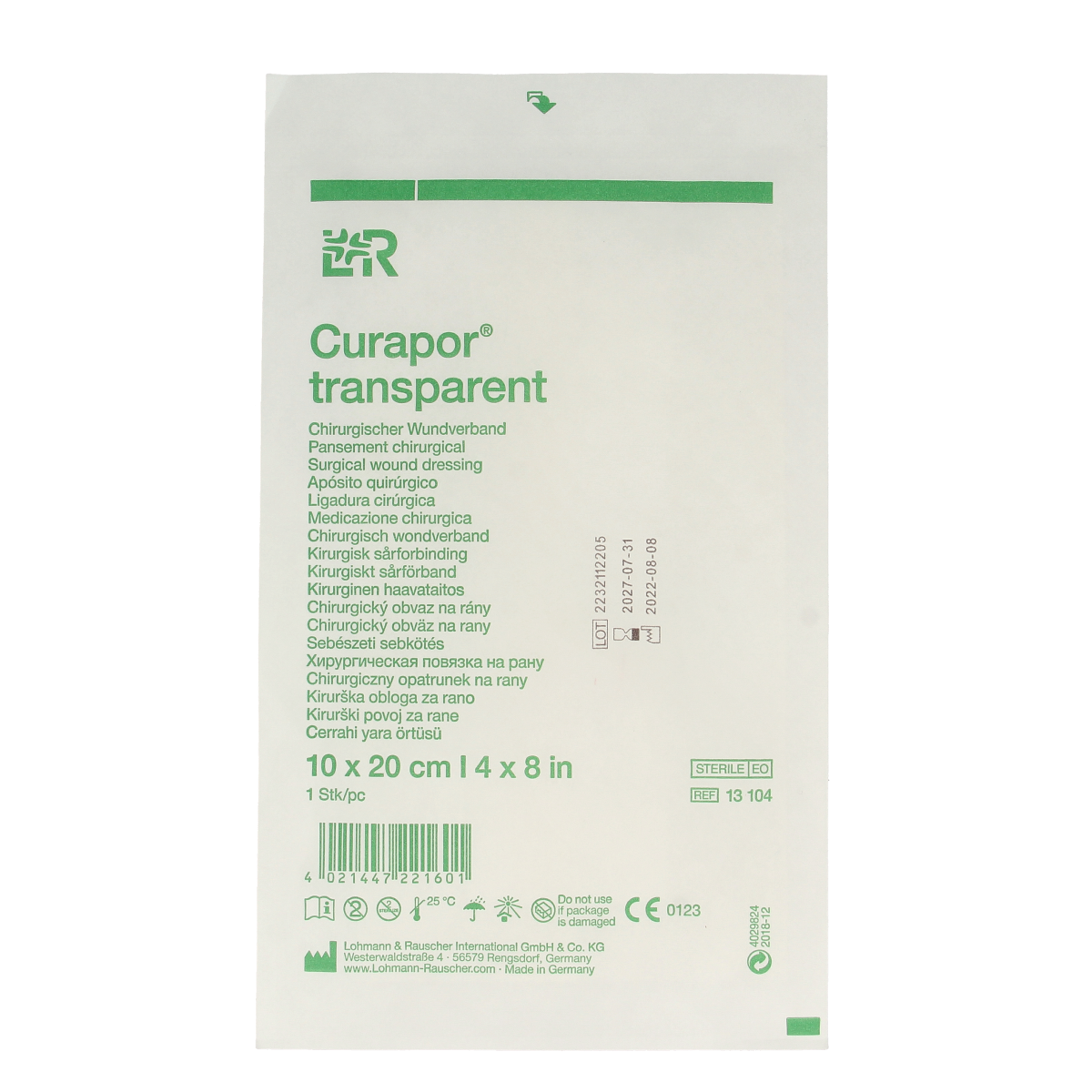 Curapor Wondverband transparant 10 x 20cm steriel 1.00 Stuks