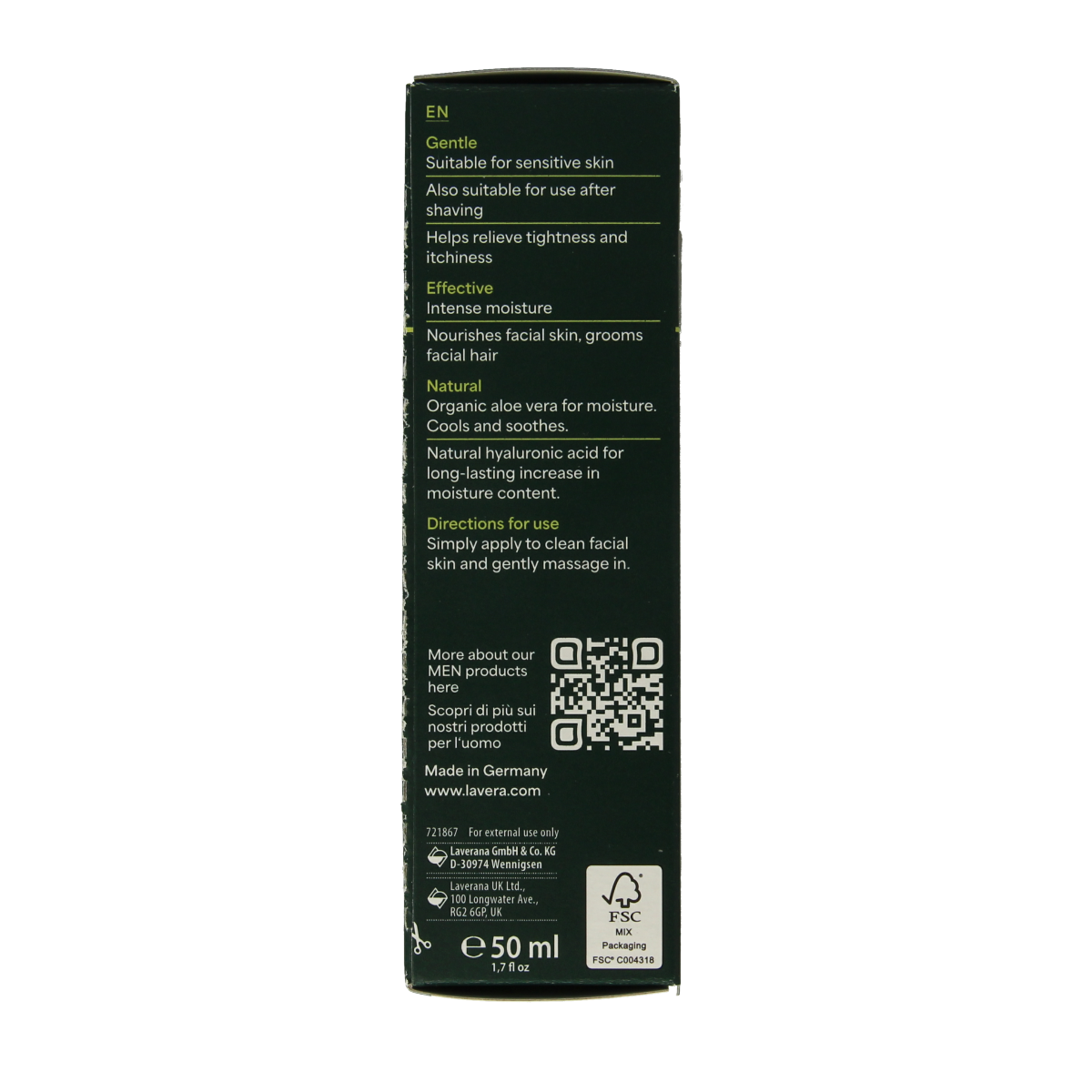 Lavera Men sensitiv moisturizing cream bio 50.00 Milliliter