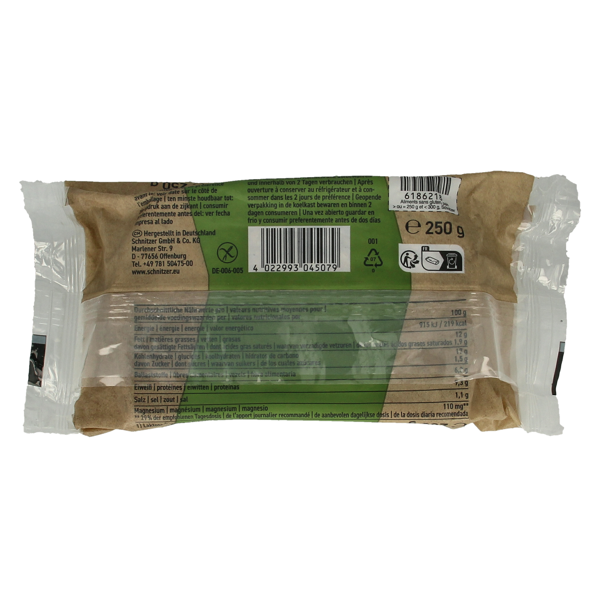 Schnitzer Sesambrood glutenvrij bio 250.00 Gram