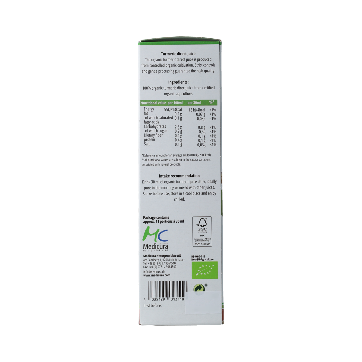 Medicura Curcuma 100% sap Bio 330.00 Milliliter