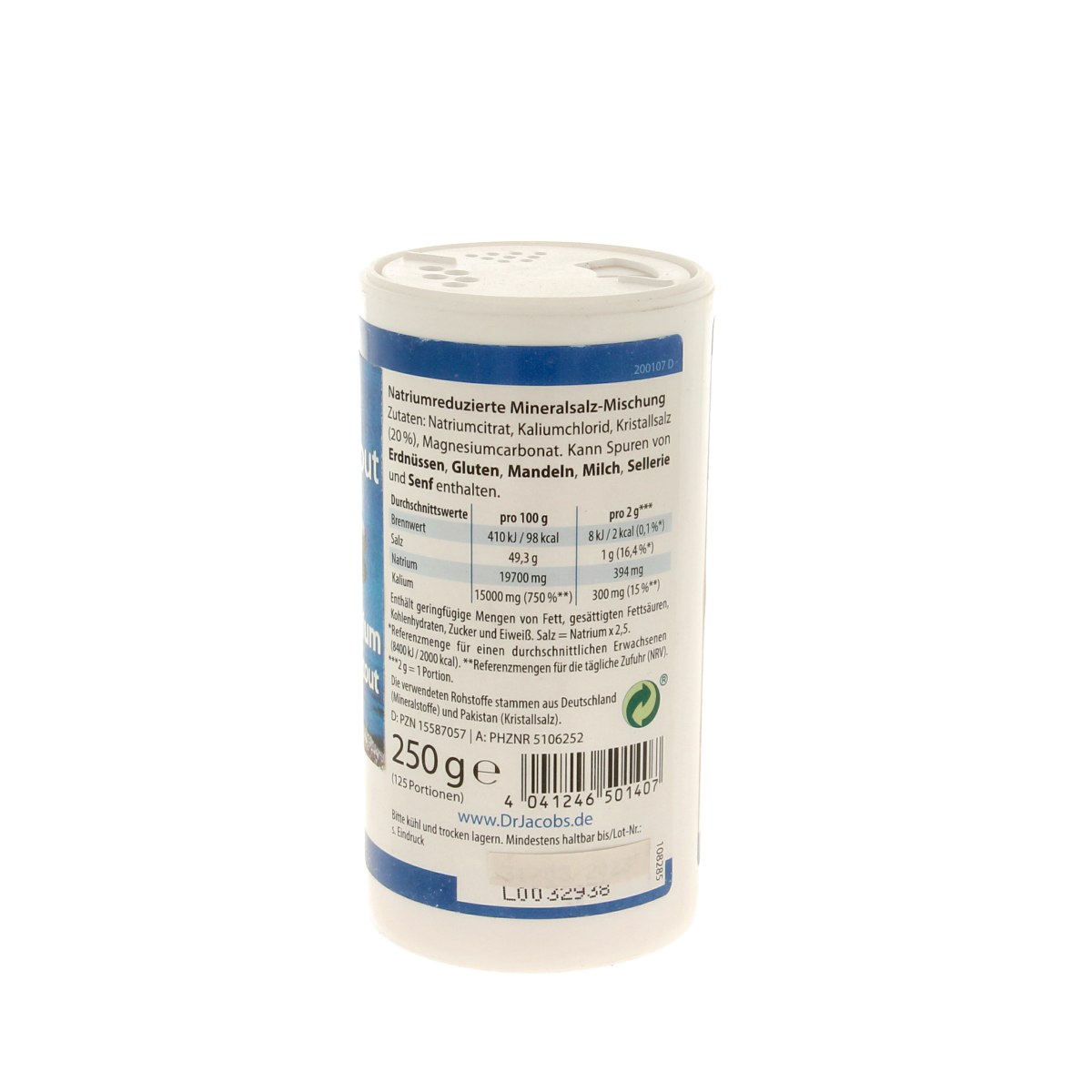 Dr. Jacob's Basisch bloeddrukzout 250.00 Gram