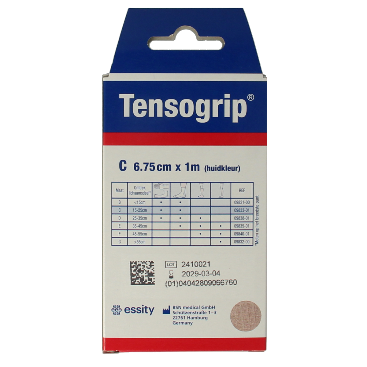 Tensogrip Elastisch buisverband C 1m x 6.75cm huidkleur 1.00 Stuks