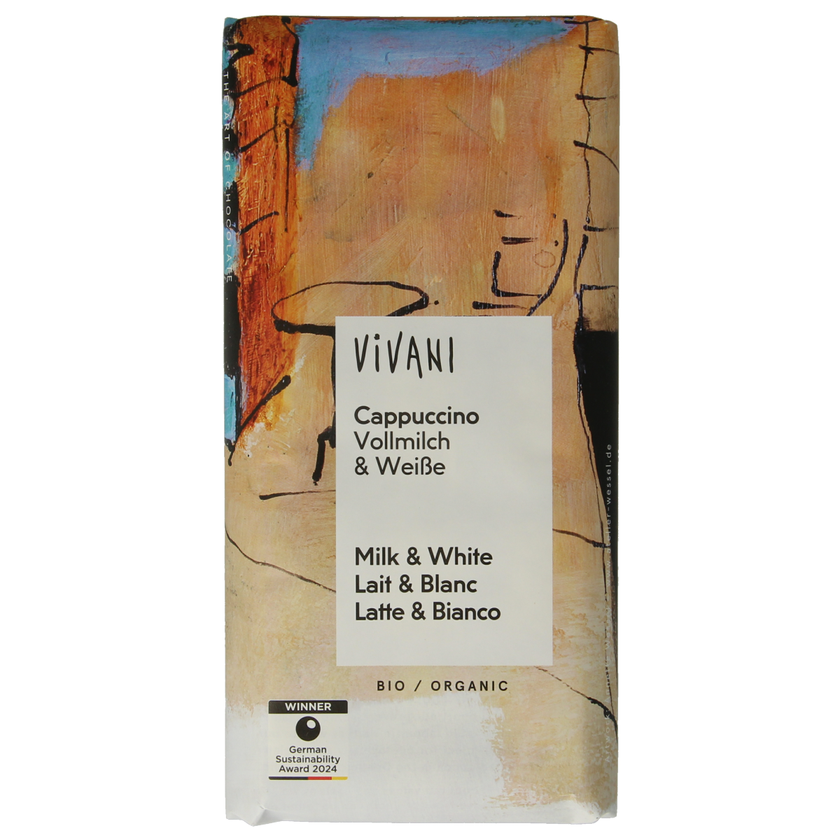 Vivani Chocolade melk en wit cappuccino bio 100.00 Gram