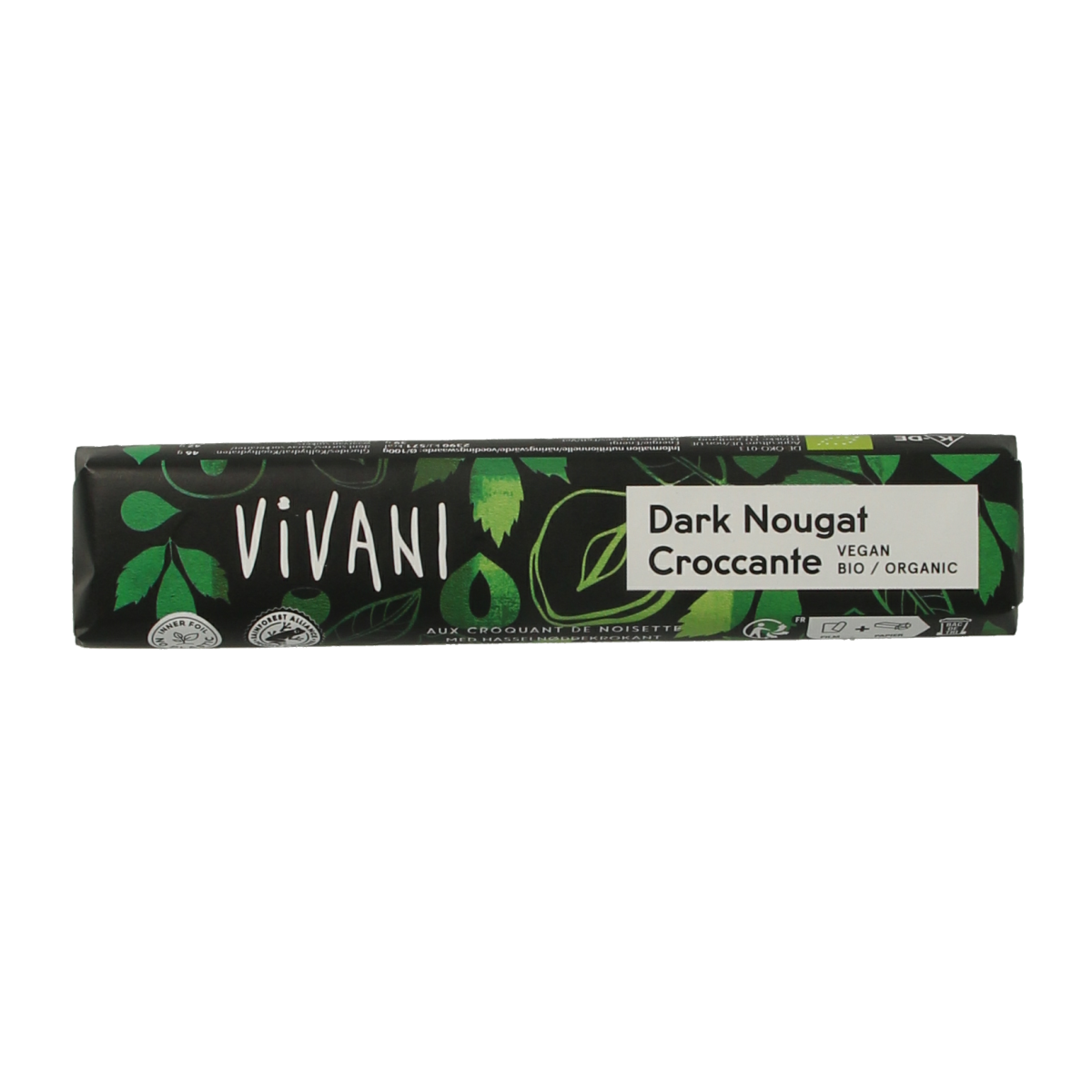 Vivani Chocolate To Go dark nougat croccante bio 35.00 Gram