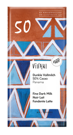 Vivani Chocolade melk donker 50% kokosbloesemsuiker bio 80 Gram