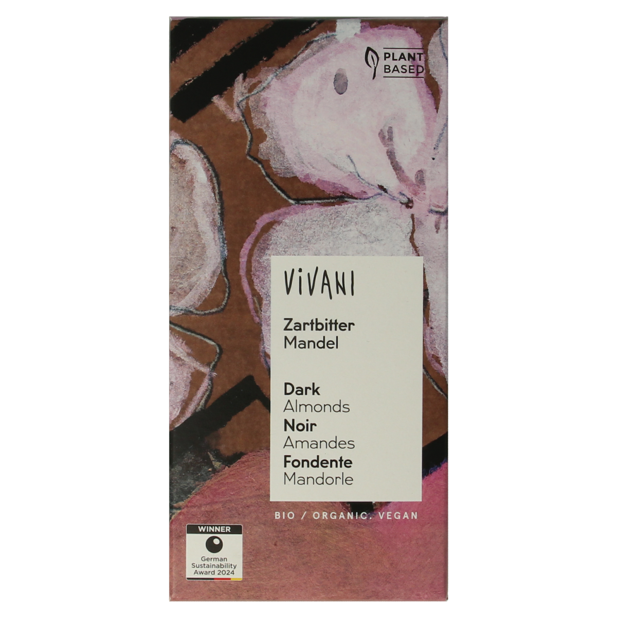 Vivani Chocolade puur met amandelen bio 100.00 Gram