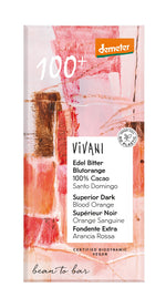 Vivani Chocolade Demeter puur 100% bloedsinaasappel bio 90.00 Gram