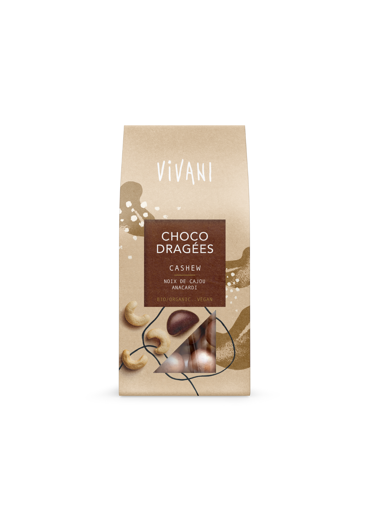 Vivani Choco dragees cashew bio 75.00 Gram