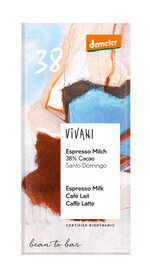 Vivani Chocolade demeter melk espresso 38% bio 90.00 Gram
