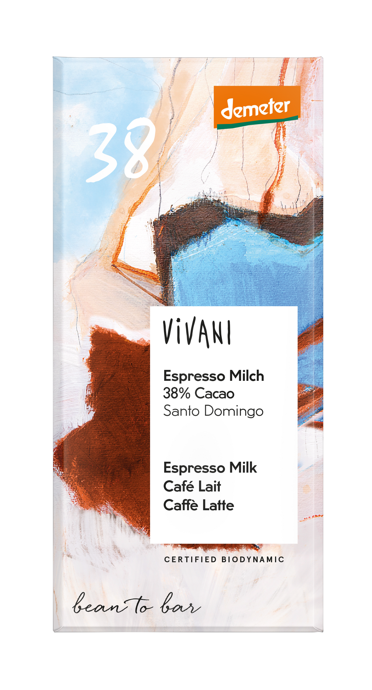 Vivani Chocolade demeter melk espresso 38% bio 90.00 Gram