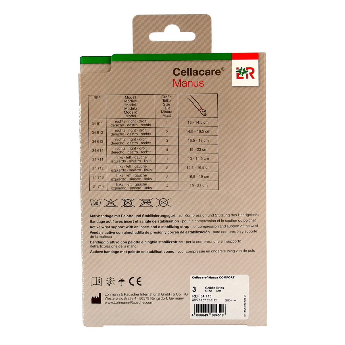 Cellacare Manus comfort polsbandage links maat 3 1.00 Stuks