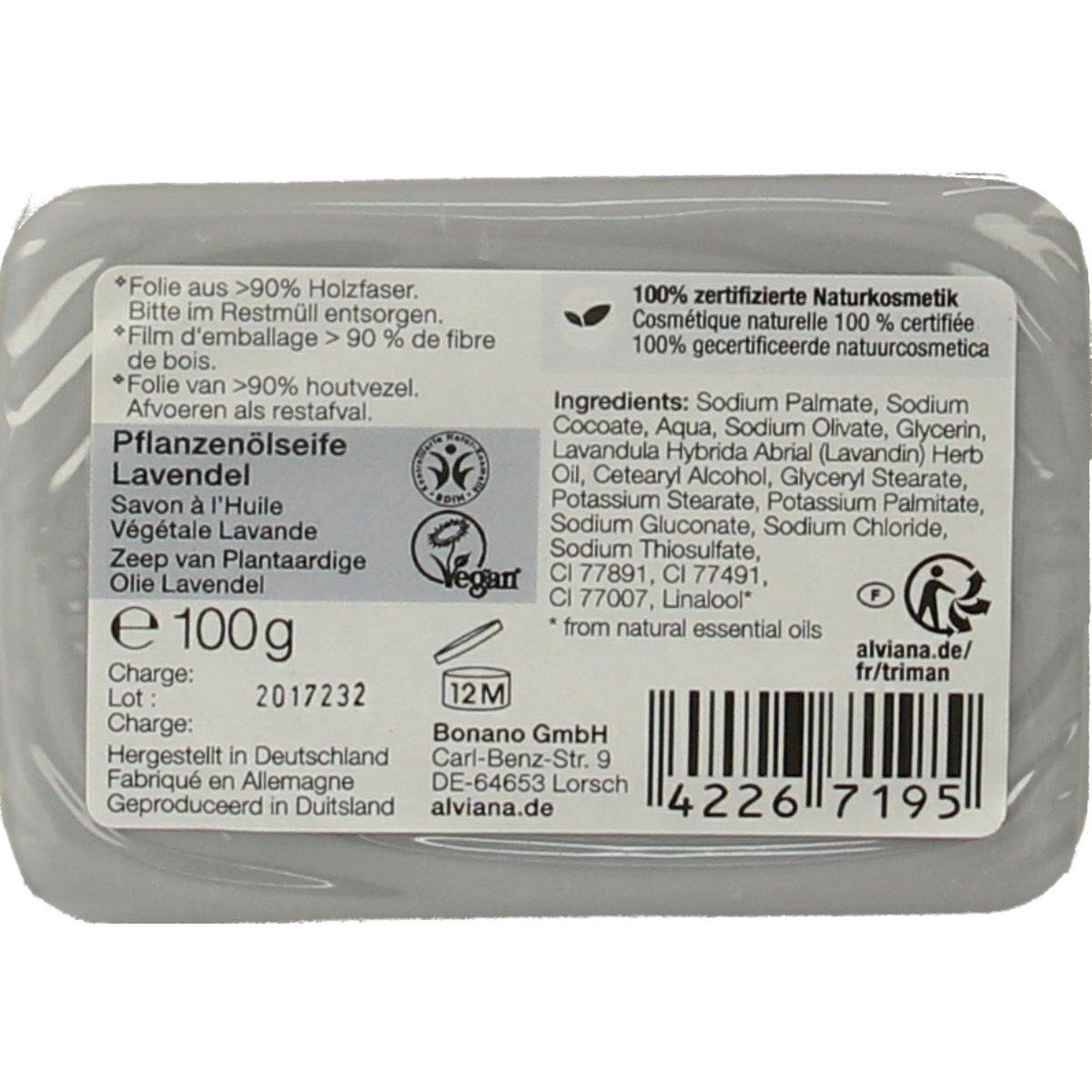 Alviana Lavendelzeep  100.00 Gram