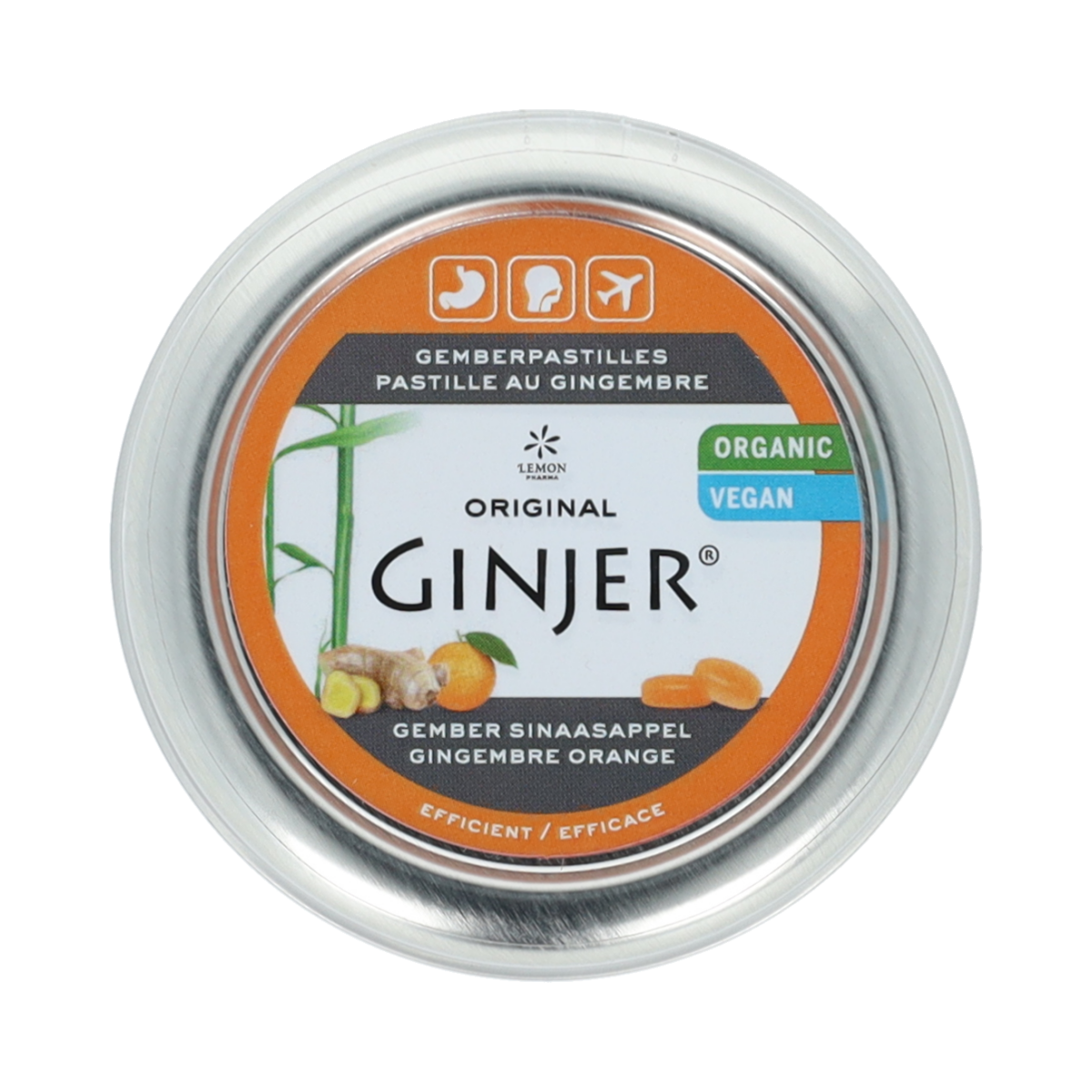 Lemon Pharma Ginjer original gember pastilles sinaasappel bio 40.00 Gram