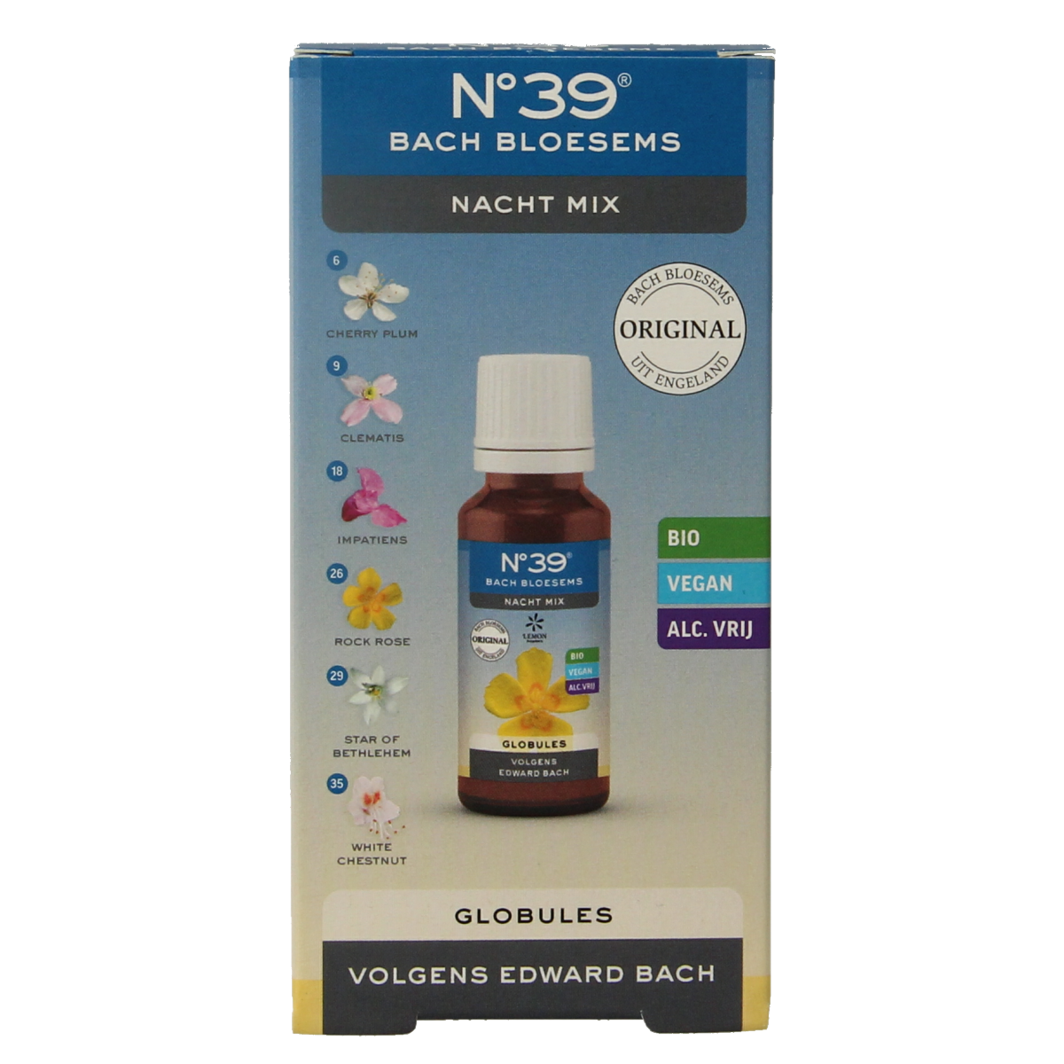 Bach Bloesem Globule parels nr. 39 nacht bio  20.00 Gram