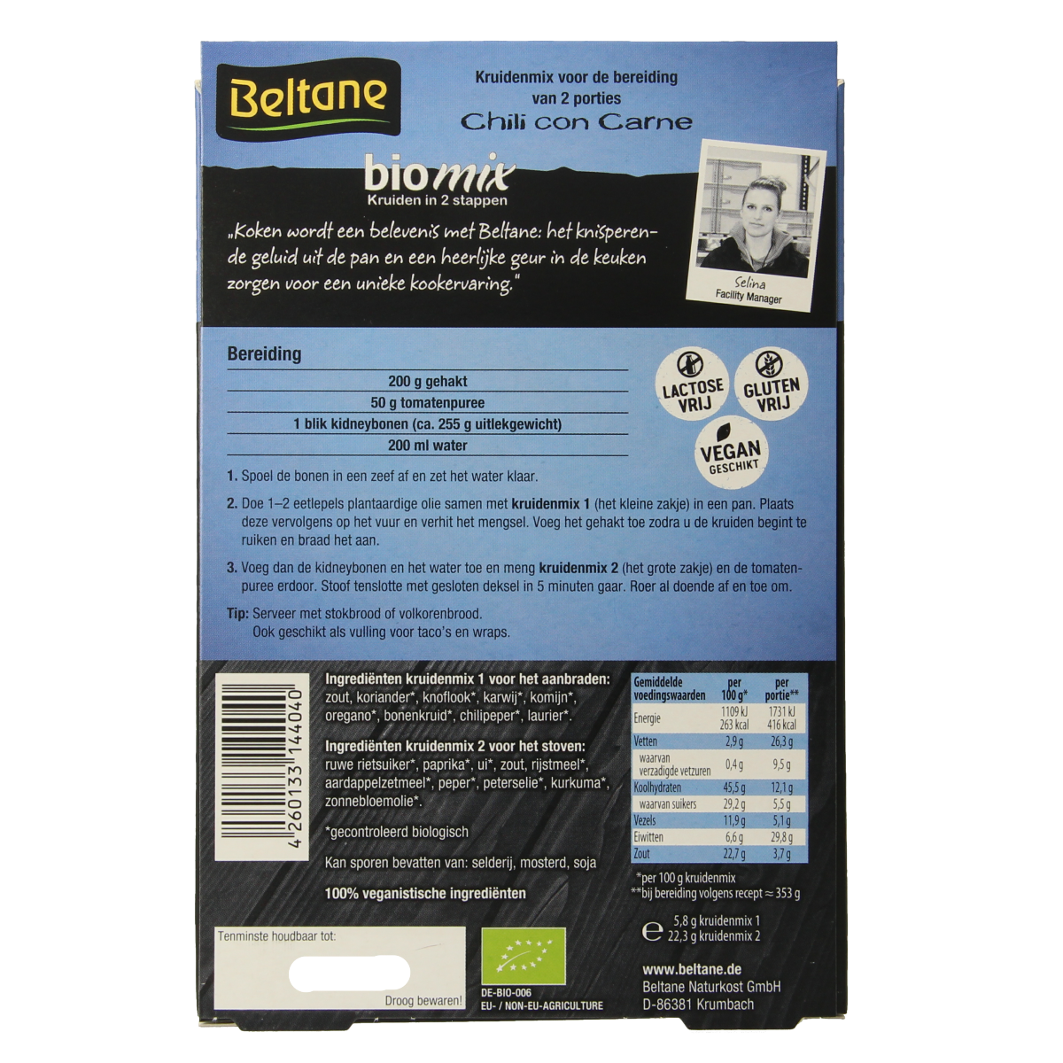 Beltane Chili con carne mix bio 28.10 Gram